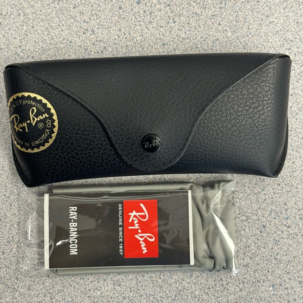 Ray Ban Black Leather Sunglass & Eyeglass Case & Cleaning Cloth